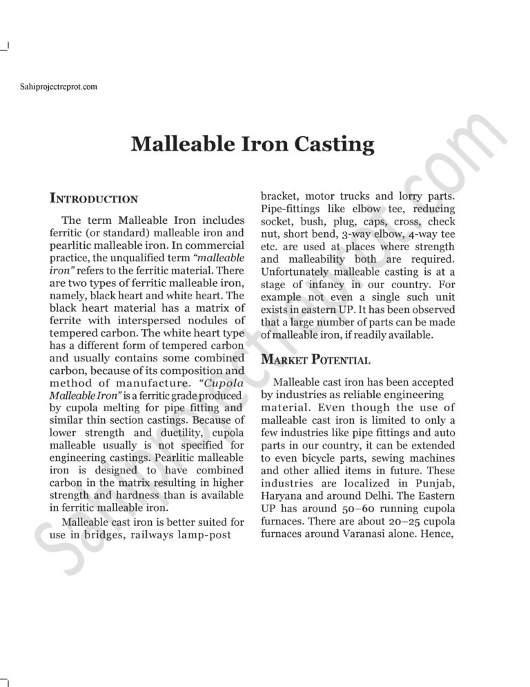 Read more about the article Sahi project report for Malleable Iron Casting
