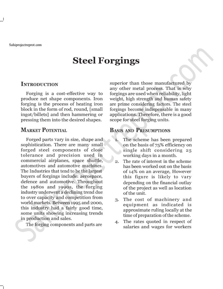 Read more about the article Sahi project report for Steel Forgings