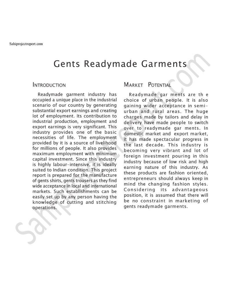 Dne0IpRiyRyJOQQP 1 Sahi project report for Gents Readymade Garments