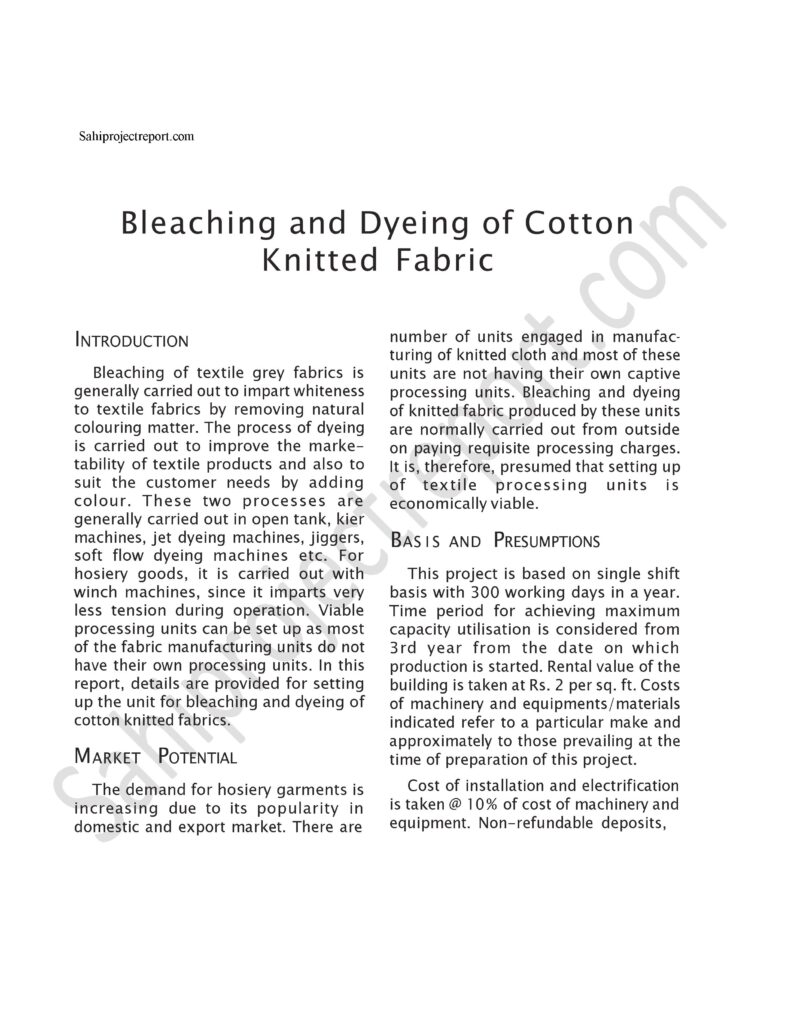 HCv0LEdGZz3oqzKr 1 Sahi project report for Bleaching and Dyeing of Cotton Knitted Fabric