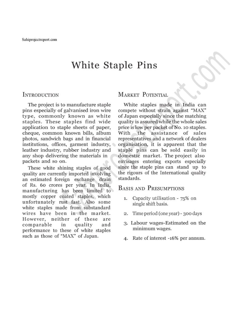TJkS8Z09jkIGbz0V 1 Sahi project report for White Staple Pins