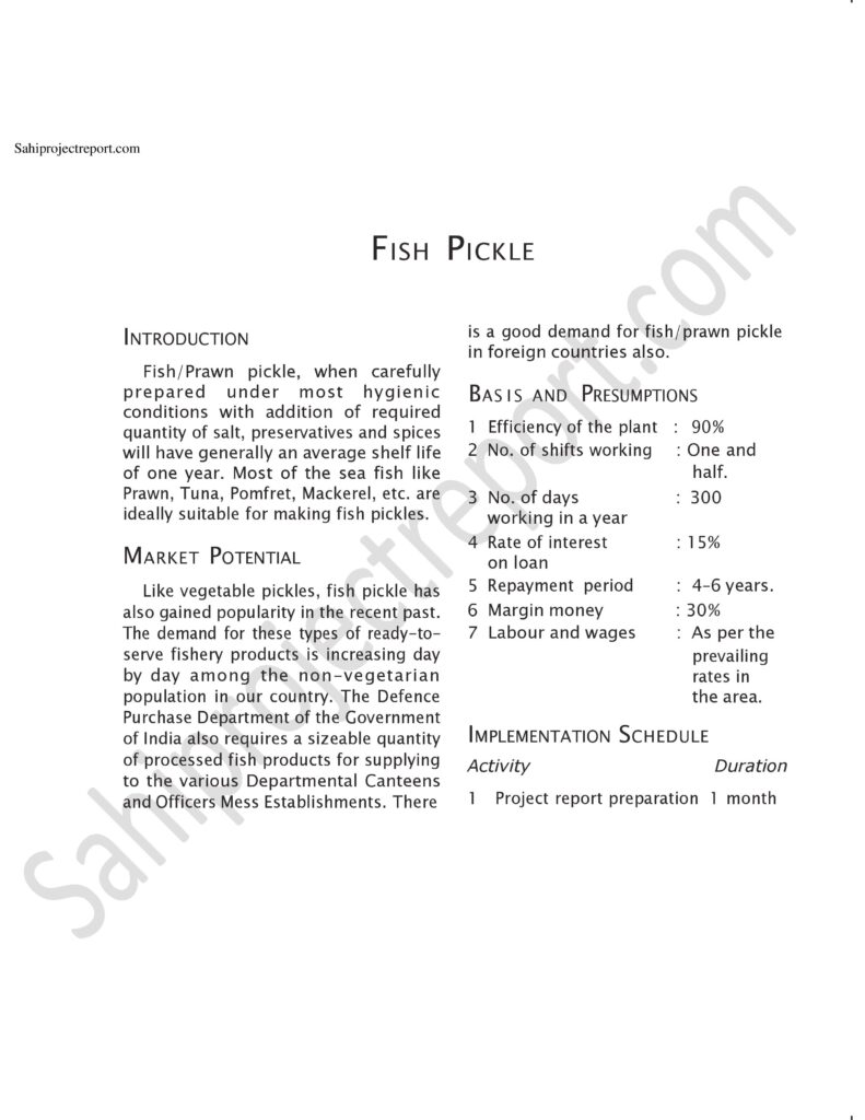 ch117 1 Sahi project report for FISH PICKLE