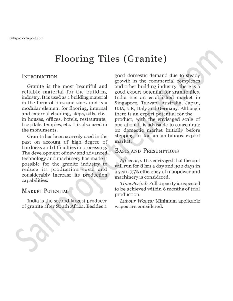 Read more about the article Sahi project report for  Flooring Tiles (Granite)