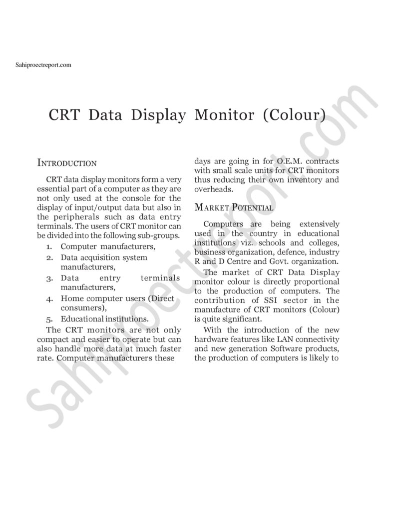 ch123 1 Sahi project report for CRT Data Display Monitor (Colour)