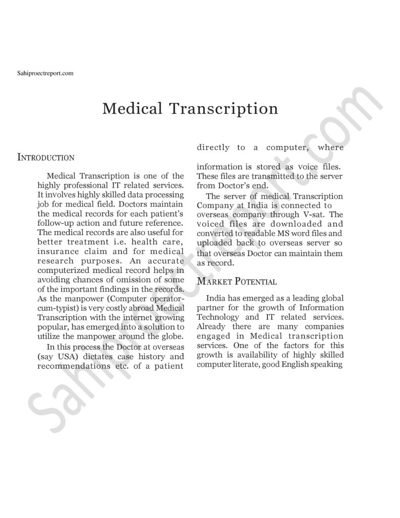 ch155 1 Sahi project report for Medical Transcription