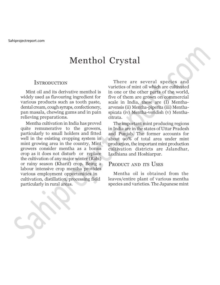 Read more about the article Sahi project report for Menthol Crystal