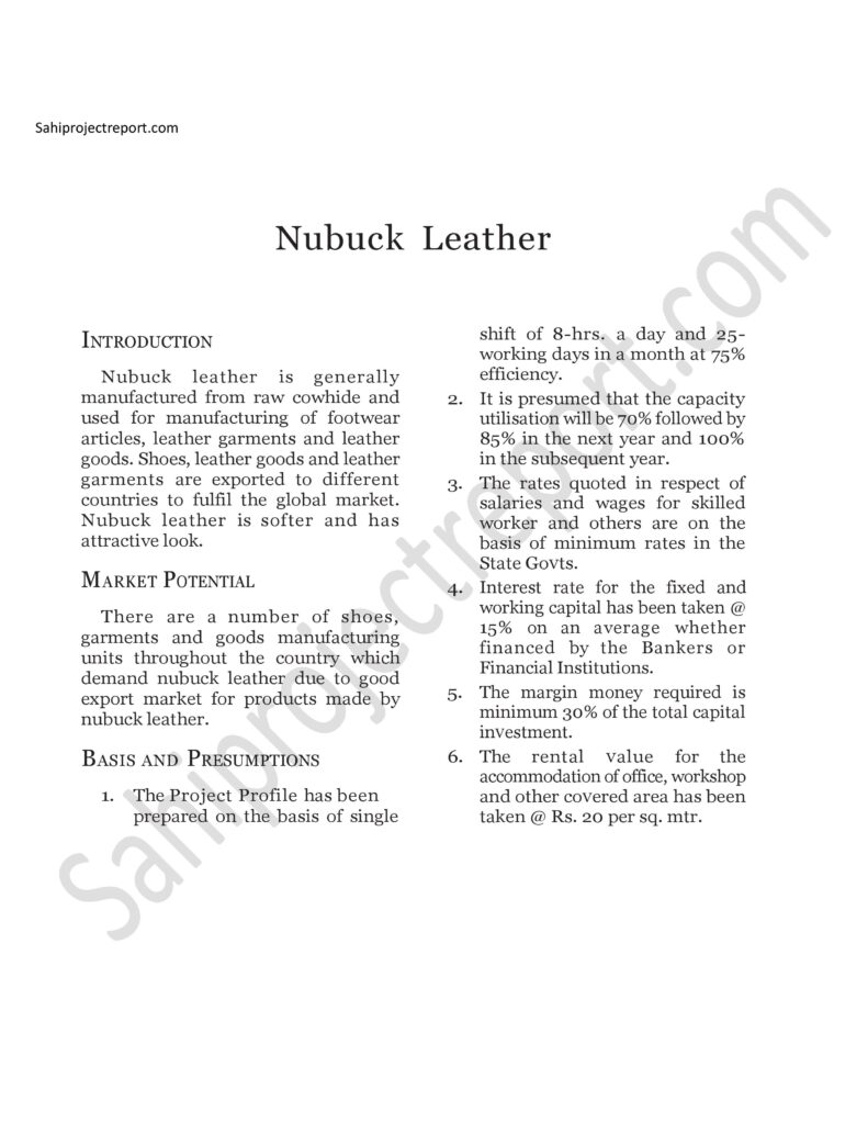 ch168 Sahi project report for Nubuck Leather