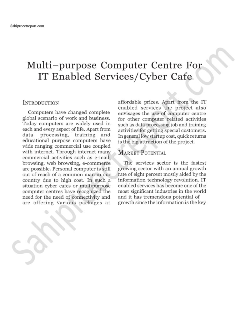 Read more about the article Sahi project report for Multi–purpose Computer Centre For IT Enabled Services/Cyber Cafe