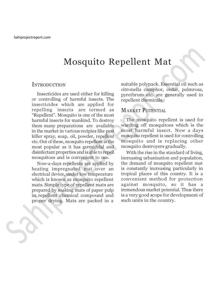 Read more about the article Sahi project report for  Mosquito Repellent Mat