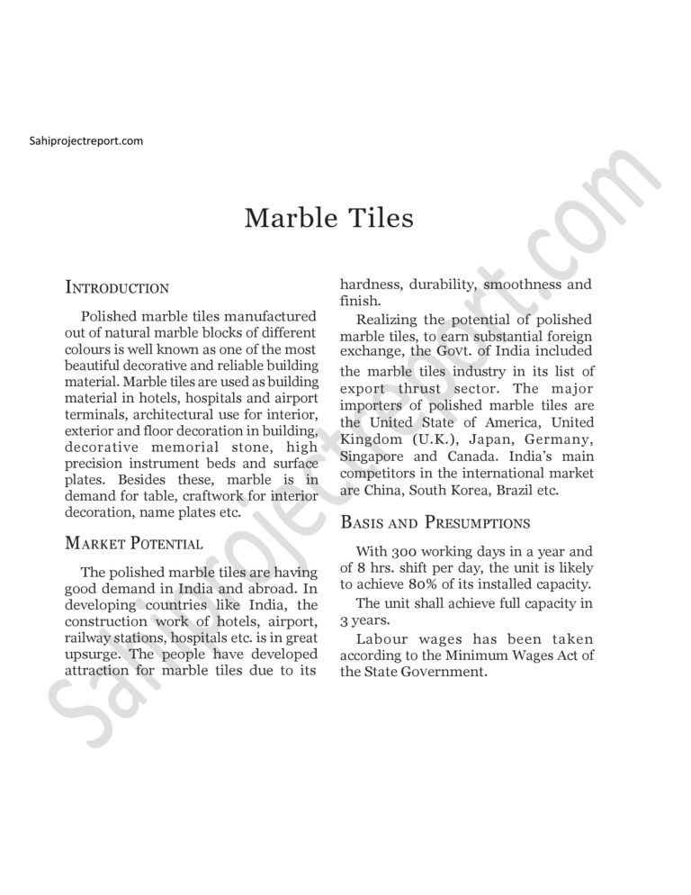 Read more about the article Sahi project report for  Marble Tiles