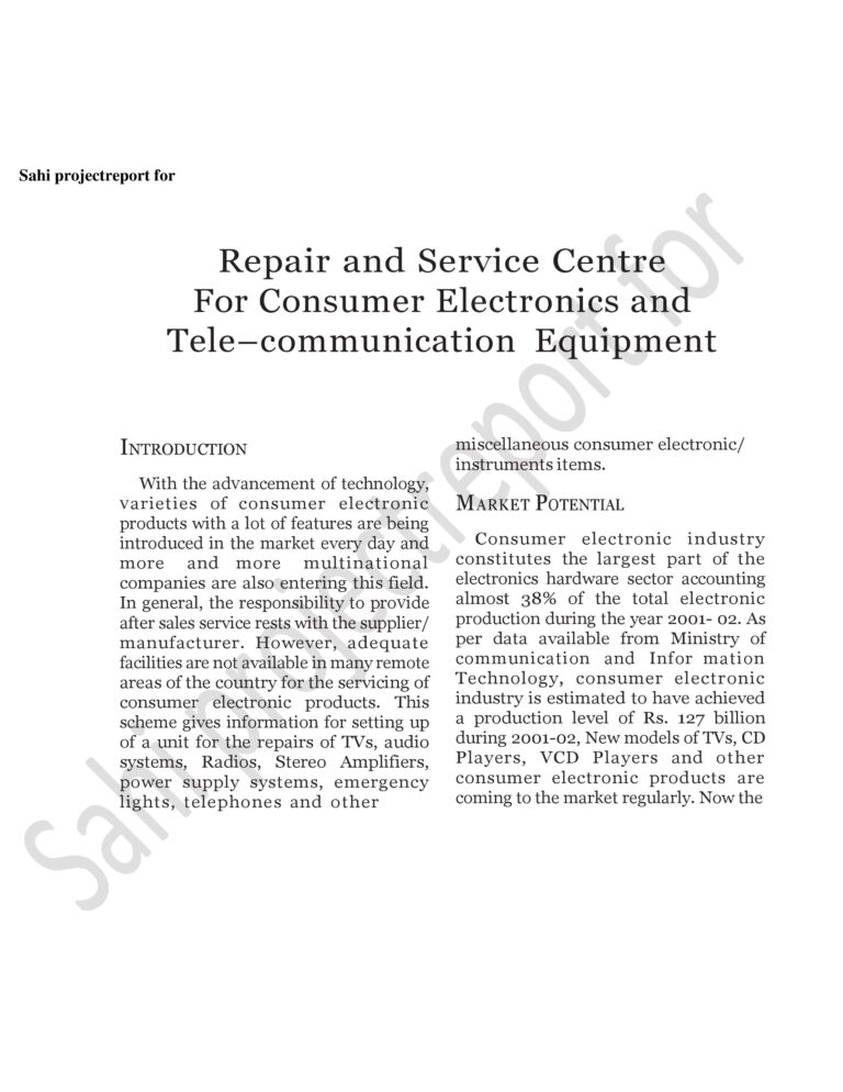 Read more about the article Sahi project report for Repair and service center for consumer electronics  and tele- communication equipment