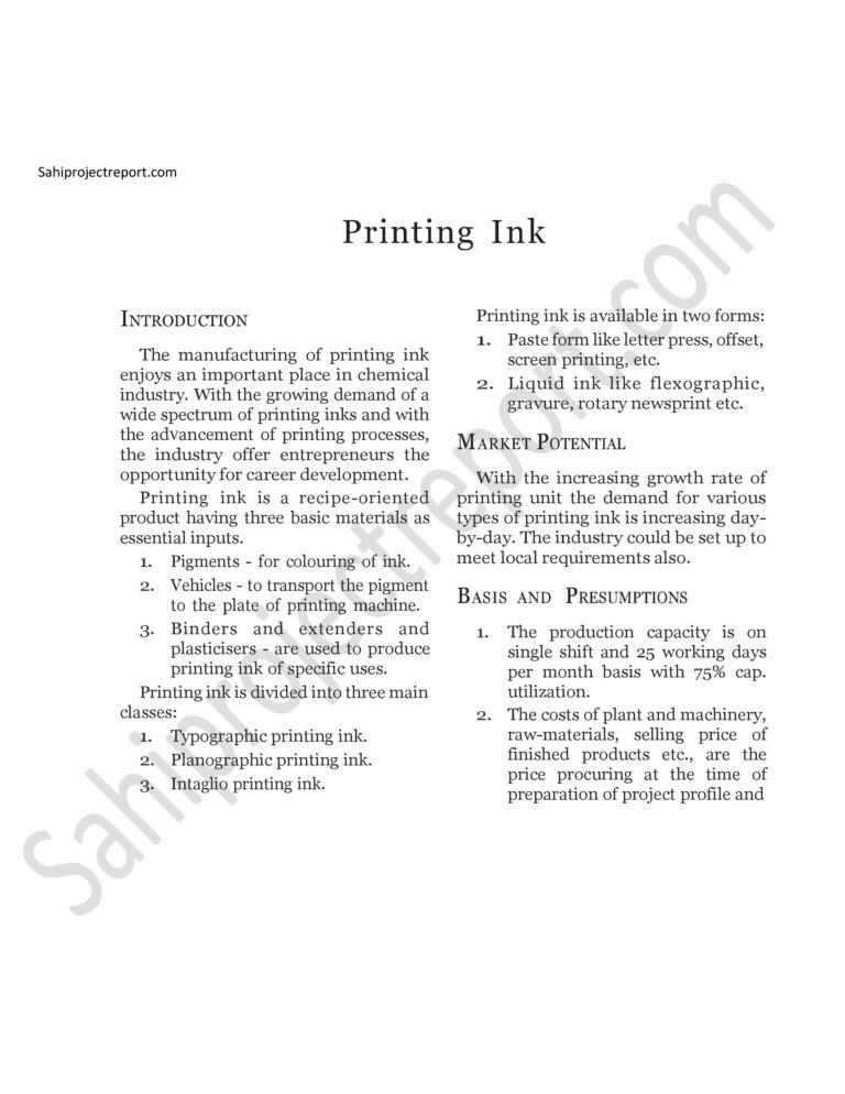 Read more about the article Sahi project report for  Printing Ink