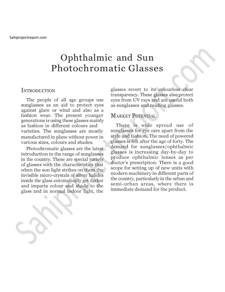 Read more about the article Sahi project report for Ophthalmic and sum photo chromatic Glasses