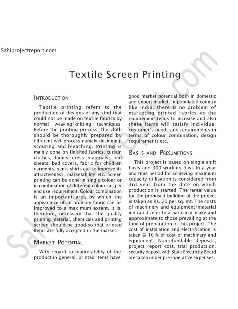 Read more about the article Sahi project report for  Textile Screen Printing