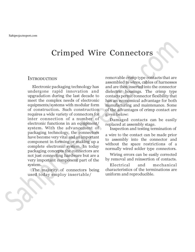 Read more about the article Sahi project report for  Crimped Wire Connectors