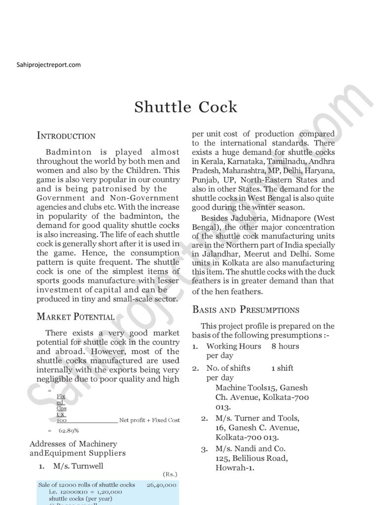 ch219 1 Sahi project report for Shuttle Cock