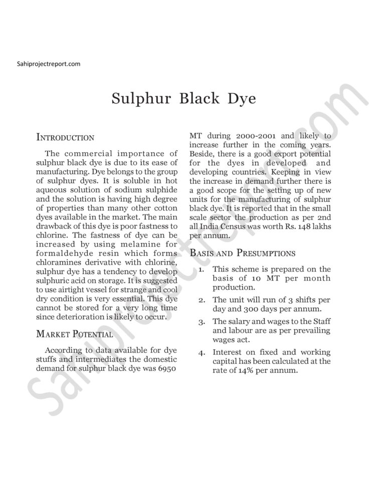 Read more about the article Sahi project report for Sulphur Black Dye
