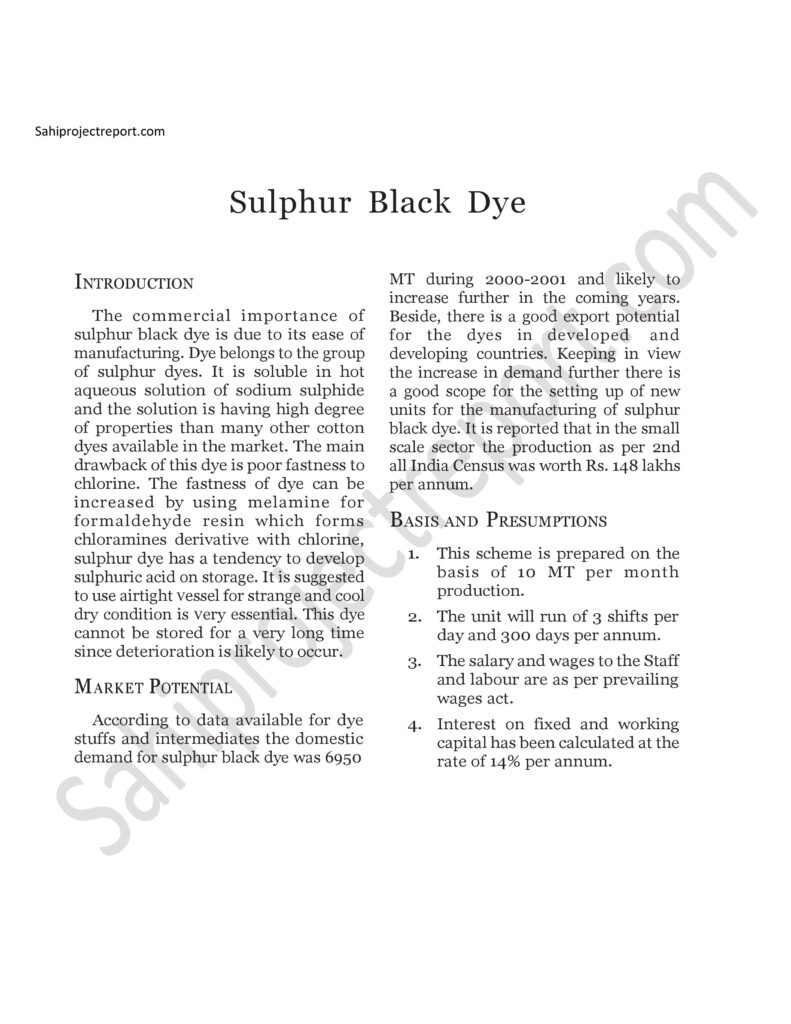 ch226 1 Sahi project report for Sulphur Black Dye