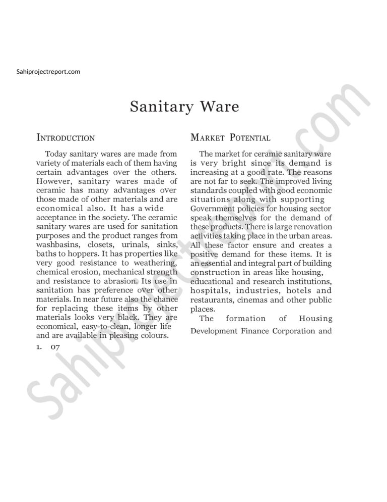 Read more about the article Sahi project report for  Sanitary Ware