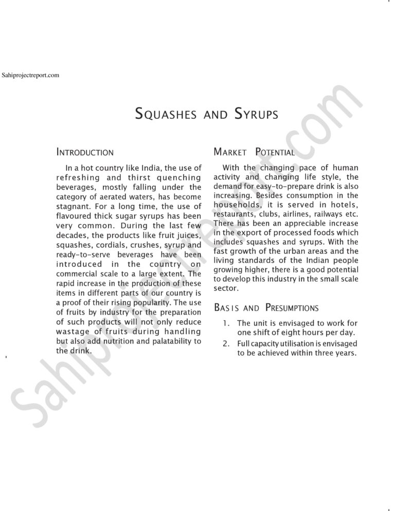 Read more about the article Sahi project report for  SQUASHES AND SYRUPS