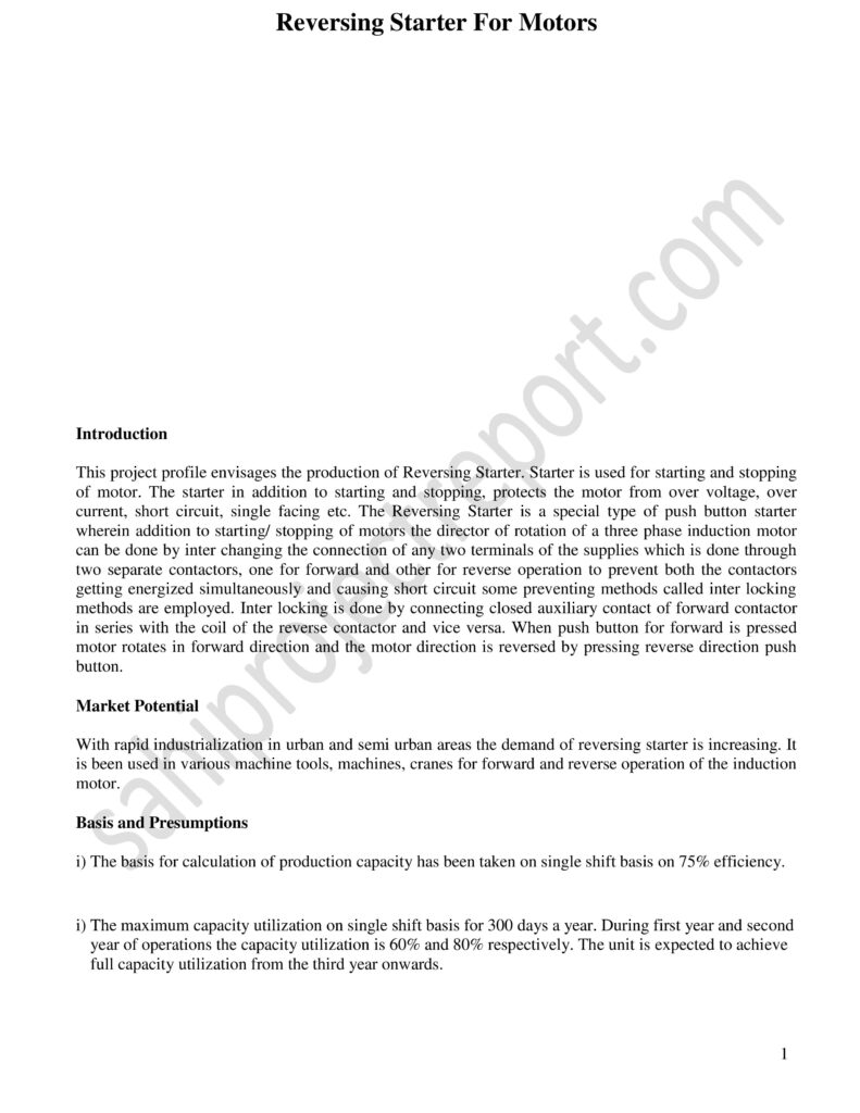 ch239 01 Sahi project report for Reversing Starter For Motors
