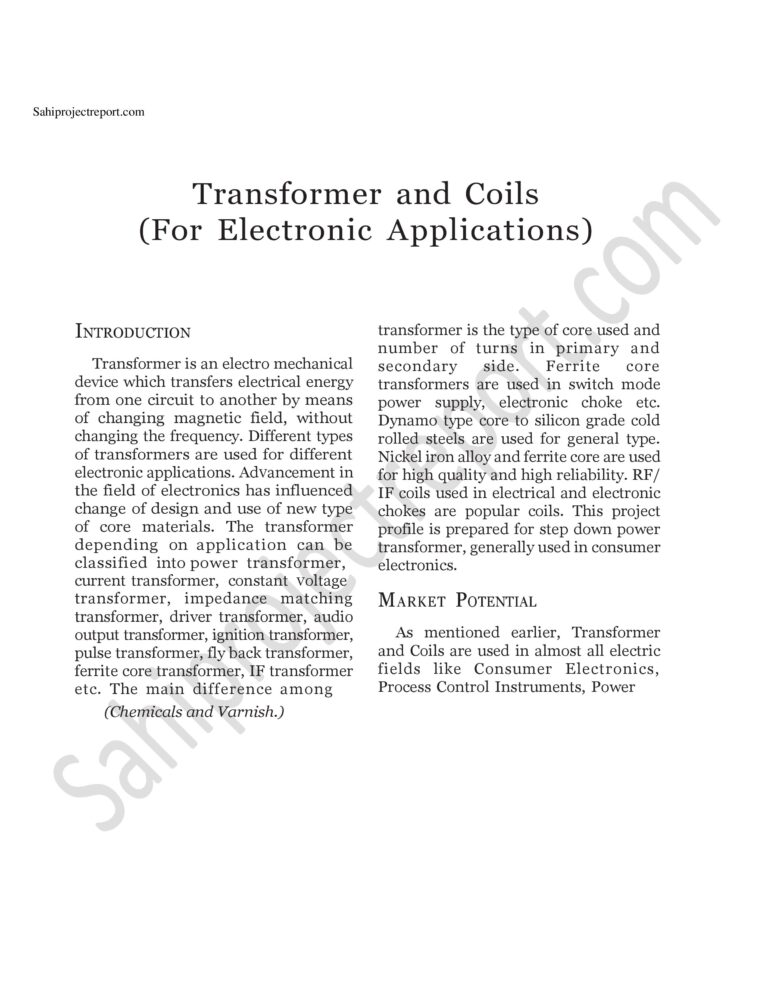 Read more about the article Sahi project report for Transformer and coils (for electronic application)