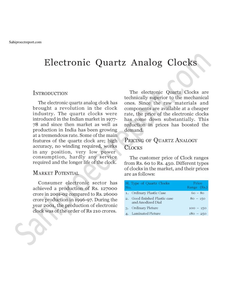 ch24 1 Sahi project report for Electronic Quartz Analog Clocks