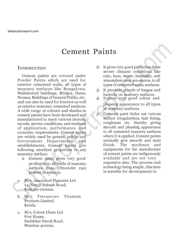 Read more about the article Sahi project report for  Cement Paints