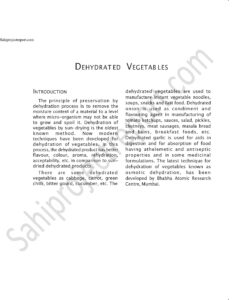 Read more about the article Sahi project report for  DEHYDRATED VEGETABLES