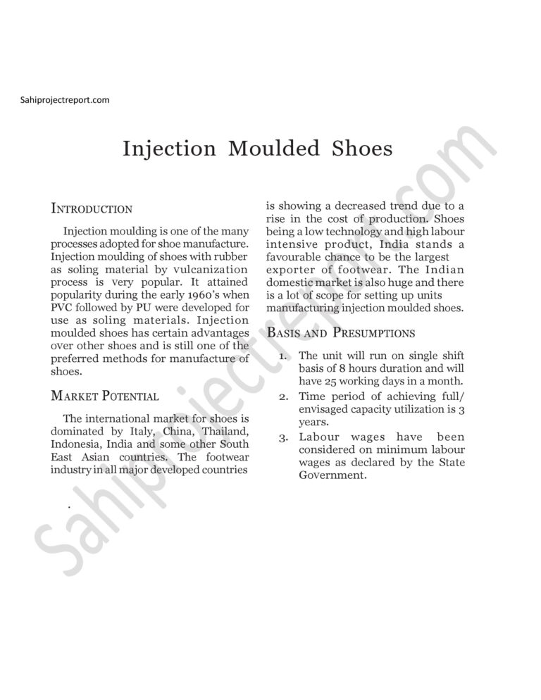 Read more about the article Sahi project report for  Injection Moulded Shoes