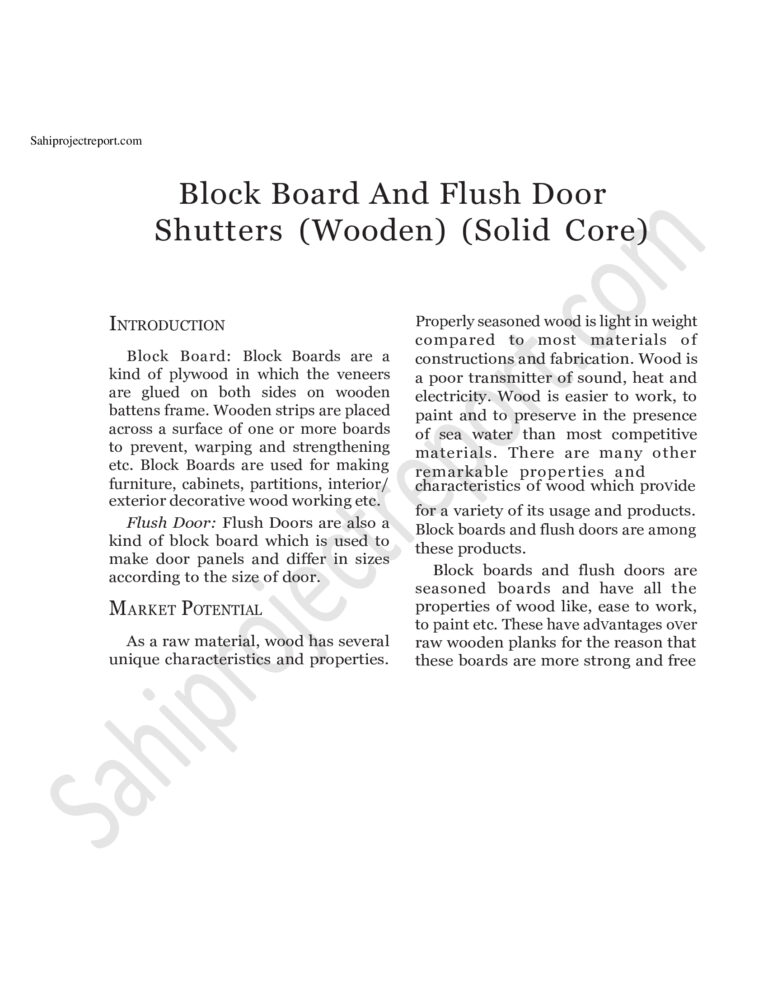 Read more about the article Sahi project report for Block Board And Flush Door Shutters (Wooden) (Solid Core)