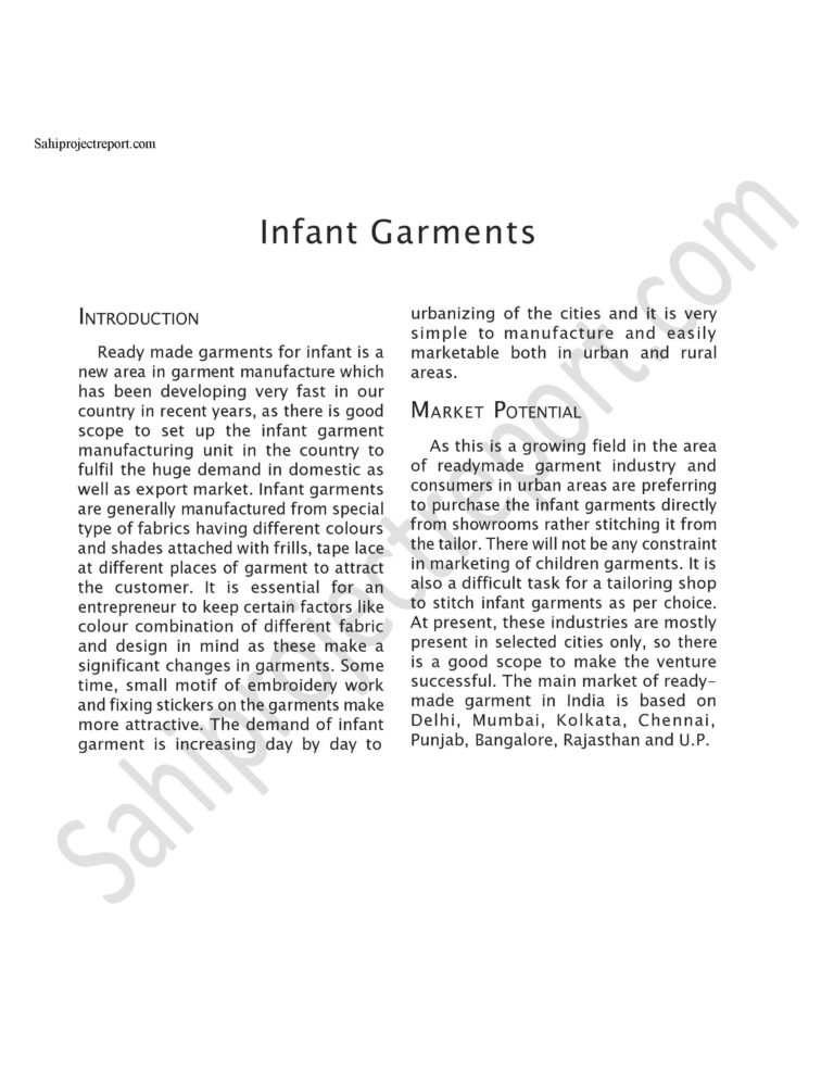 Read more about the article Sahi project report for Infant Garments