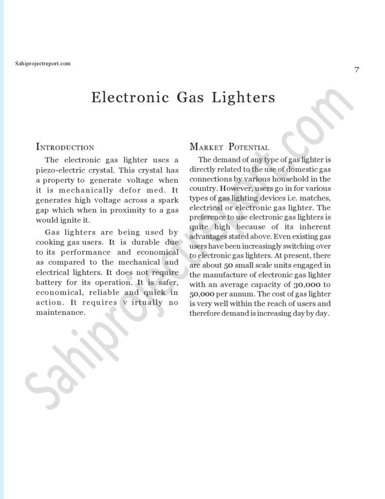 page0001 2 Sahi project report for ELECTRONIC GAS LIGHTERS
